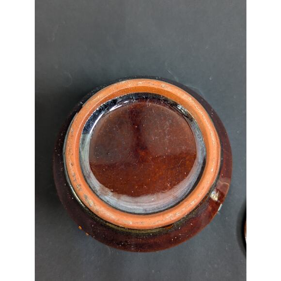 Vintage Moriage Redware Sugar Bowl w/ Handpainted Rooster Motif, MCM, Pre-Owned - Picture 7 of 7